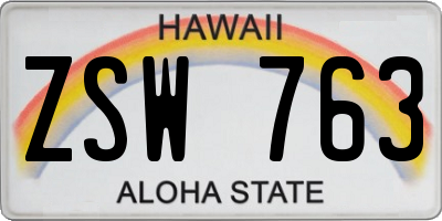 HI license plate ZSW763