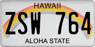 HI license plate ZSW764