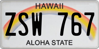 HI license plate ZSW767