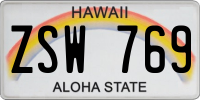 HI license plate ZSW769