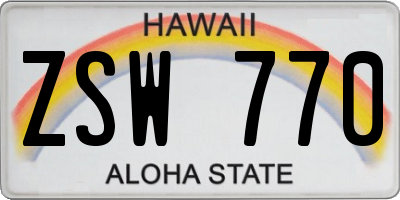 HI license plate ZSW770
