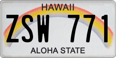 HI license plate ZSW771