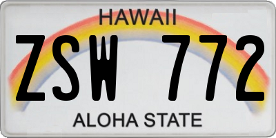 HI license plate ZSW772