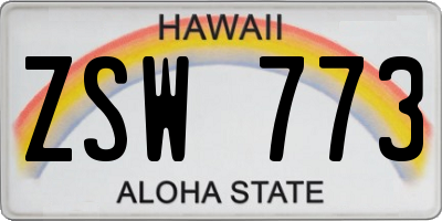 HI license plate ZSW773