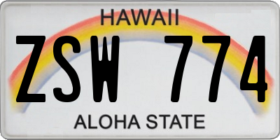 HI license plate ZSW774