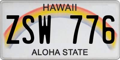 HI license plate ZSW776