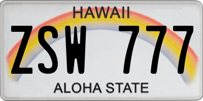 HI license plate ZSW777