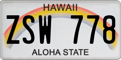 HI license plate ZSW778