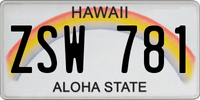 HI license plate ZSW781