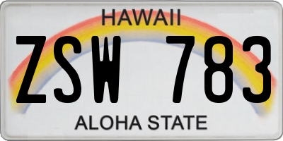 HI license plate ZSW783