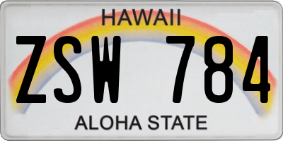 HI license plate ZSW784