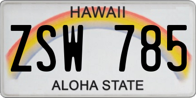 HI license plate ZSW785