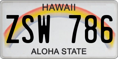 HI license plate ZSW786