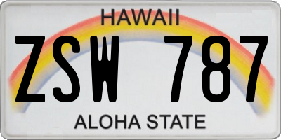 HI license plate ZSW787