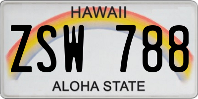 HI license plate ZSW788