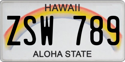 HI license plate ZSW789