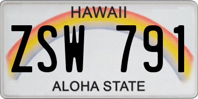 HI license plate ZSW791
