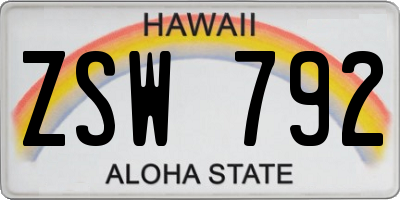 HI license plate ZSW792