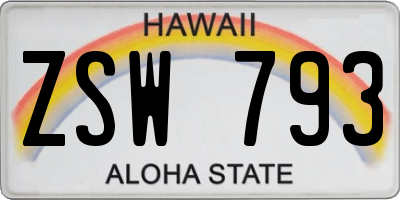 HI license plate ZSW793