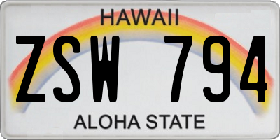 HI license plate ZSW794