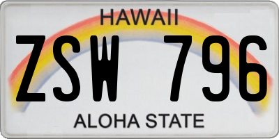 HI license plate ZSW796