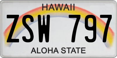 HI license plate ZSW797