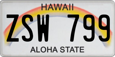 HI license plate ZSW799