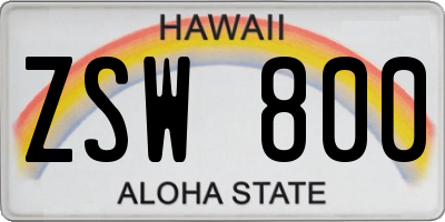 HI license plate ZSW800