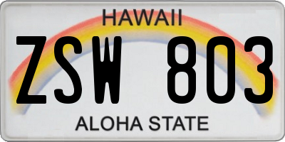 HI license plate ZSW803