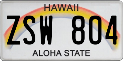 HI license plate ZSW804