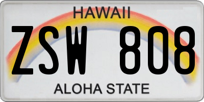 HI license plate ZSW808
