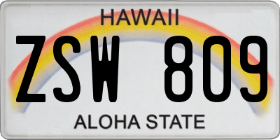 HI license plate ZSW809