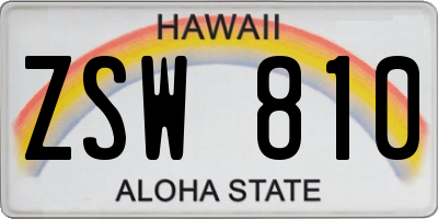 HI license plate ZSW810