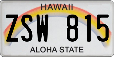 HI license plate ZSW815