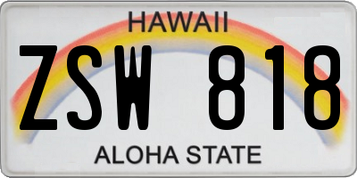HI license plate ZSW818