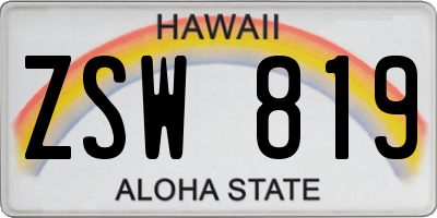 HI license plate ZSW819