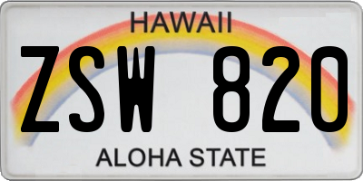 HI license plate ZSW820