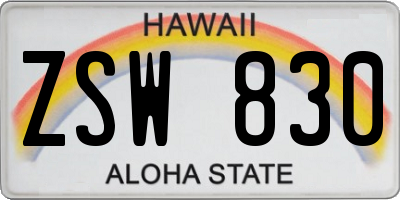 HI license plate ZSW830