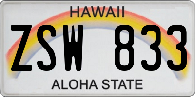 HI license plate ZSW833