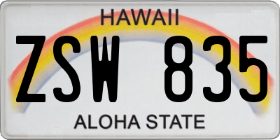 HI license plate ZSW835