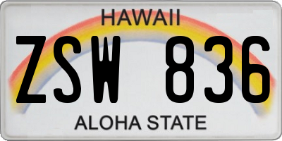 HI license plate ZSW836