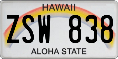 HI license plate ZSW838