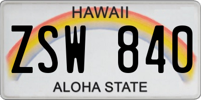 HI license plate ZSW840