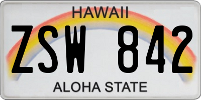 HI license plate ZSW842