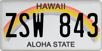 HI license plate ZSW843
