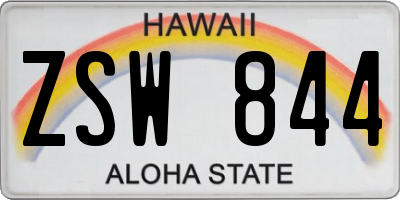 HI license plate ZSW844