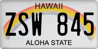 HI license plate ZSW845