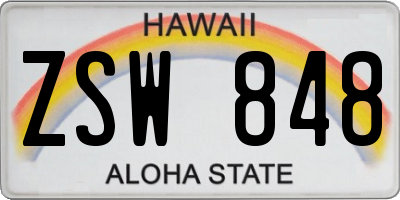 HI license plate ZSW848