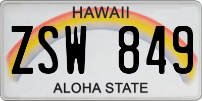 HI license plate ZSW849