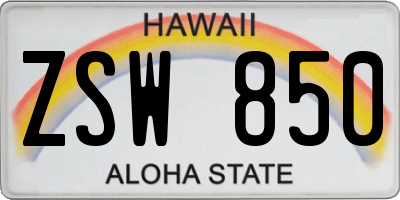 HI license plate ZSW850